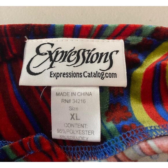 Expressions Vibrant Multicolor Long Sleeve Dress Groovy Abstract Swirl XL - Picture 3 of 10